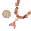 Natural South Red Agate Chip & Imitaton Round Pearl Beaded Adjustable Necklaces NJEW-JN05227-06-3