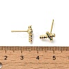 Rack Plating Cross Brass Micro Pave Cubic Zirconia Stud Earrings EJEW-H143-19G-5