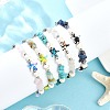 5Pcs 5 Styles Dyed Synthetic Turquoise Starfish & Natural White Moonstone & Lapis Lazuli & Flower Amazonite & Rose Quartz Chip Beaded Anklets with 304 Stainless Steel End Chains AJEW-AN00733-1