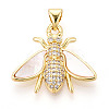 Brass Micro Pave Clear Cubic Zirconia Pendants KK-N268-28G-1