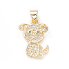 Brass Micro Pave Cubic Zirconia Pendants KK-D067-06G-02-RS-1