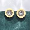 304 Stainless Steel Flat Round Stud Earrings EJEW-C099-23G-03-3