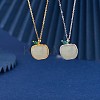 Natural Hetian White Jade Apple Pendant Necklace JN1079B-5