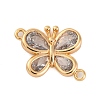 Brass Pave Clear Cubic Zirconia Connector Charms KK-Z066-09G-1