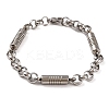 Tarnish Resistant 201 Stainless Steel Column Rolo Chain Bracelets BJEW-B078-75P-1