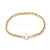 Cross Synthetic Turquoise(Dyed) Beads Stretch Bracelet for Girl Women BJEW-JB06864-02-1