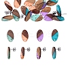8 Pairs 4 Colors Transparent Resin with Gold Foil & Walnut Wood Stud Earring Findings MAK-CJ0001-09-3