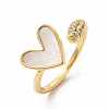 Natural Shell Heart Open Cuff Ring with Cubic Zirconia KK-A180-46G-3