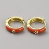 Enamel Hoop Earrings with Clear Cubic Zirconia EJEW-WH0004-39B-1