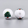 Christmas Printed Opaque Acrylic Round Beads OACR-T029-08F-3