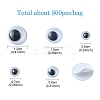 500Pcs 5 Style Black & White Plastic Wiggle Googly Eyes Buttons DIY Scrapbooking Crafts Toy Accessories with Label Paster on Back KY-YW0001-54-2