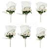 Cloth Rose Flower Boutonniere Brooch with Rhinestone LS-AJEW-WH0258-294C-2