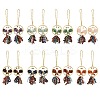 Butterfly Brass & Natural Mixed Stone Pendant Decorations HJEW-Z007-04G-1