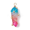 Copper Wired Electroplated Natural Quartz Crystal Pendants PALLOY-JF02626-04-3