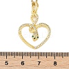 Brass Micro Pave Clear Cubic Zirconia Heart Snake Pendants Necklaces NJEW-K280-04G-3
