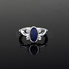 Alloy with Natural Lapis Lazuli Finger Rings FS-WGF3EDB-07-2