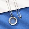 304 Stainless Steel Visible Flat Round Locket Pendant Pet Urn Ashes Necklaces LS-NJEW-S455-08P-2