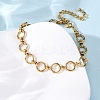304 Stainless Steel Ring Link Chain Anklets AJEW-A057-02G-3