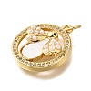 Brass Micro Pave Cubic Zirconia ABS Imitation Pearl Pendants KK-D328-05G-2