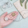 2Pcs Brass Macrame Pouch Natural Quartz Crystal Round Inside Pendant Necklaces NJEW-PH01599-3