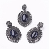 Natural Dyed & Heated Black Agate Gothic Pendants X-G-F228-18M-FF-1