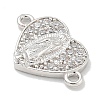 Rack Plating Brass Micro Pave Clear Cubic Zirconia Religion Heart Virgin Mary Connector Charms KK-L224-099P-05-2