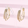 Triple C-Shaped Brass Micro Pave Clear Cubic Zirconia Stud Earrings EJEW-R025-29G-3