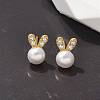 925 Sterling Silver Micro Pave Clear Cubic Zirconia Stud Earrings for Women EJEW-K303-02B-G-1