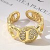 Brass Micro Pave Clear Cubic Zirconia Open Cuff Rings for Women RJEW-K289-02G-L-3