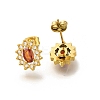 Ion Plating(IP) 304 Stainless Steel Stud Earrings EJEW-H018-01G-04-1