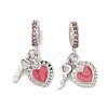 Rack Plating Alloy Light Rose Rhinestone European Dangle Charms FIND-C055-27P-04-1