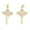 Brass Micro Pave Clear Cubic Zirconia Pendants KK-G431-21G-2