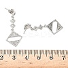 Rhombus Brass Micro Pave Clear Cubic Zirconia Dangle Stud Earrings EJEW-F383-10P-3