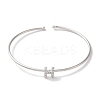 Rack Plating Brass Micro Pave Clear Cubic Zirconia Letter Open Cuff Bangles BJEW-A018-01P-H-2