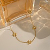 304 Stainless Steel Crystal Rhinestone Flower Link Chain Necklaces for Women LS-NJEW-A059-02G-1