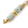 Natural Shoushan Stone & Plastic Imitation Pearl Disc Beaded Connector Charms/Links LS-STAS-L277-11G-02-2