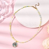 Flower Alloy Enamel Pendant Glass Seed Beaded Necklaces for Women NJEW-JN05550-01-2