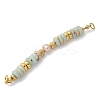 Natural Shoushan Stone & Plastic Imitation Pearl Disc Beaded Connector Charms/Links LS-STAS-L277-11G-02-1