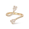 Clear Cubic Zirconia Snake Open Cuff Ring RJEW-B043-01-1