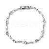 Brass Micro Pave Clear Cubic Zirconia Link Chain Bracelets for Women BJEW-D387-02P-4