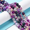 Natural Striped Agate/Banded Agate Bead Strands G-K155-A-6mm-10-6