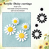 4 Pairs 4 Colors Acrylic Sunflower Dangle Stud Earrings EJEW-AN0002-99-6