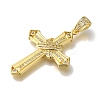 Cross Rack Plating Brass Micro Pave Clear Cubic Zirconia Pendant KK-U019-17G-01-2
