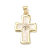 Brass Micro Pave Cubic Zirconia Pendants X-KK-P345-57G-1