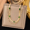 304 Stainless Steel with Cubic Zirconia Double Layer Necklaces LS-NJEW-P302-04G-1
