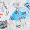 20Pcs Ocean Themne Synthetic Turquoise & Alloy Keychain KEYC-NB00016-4