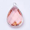 Silver Color Plated Brass Glass Teardrop Pendants GLAA-M006-A-16S-2