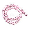 Handmade Flower Printed Porcelain Ceramic Beads Strands PORC-M005-8mm-03-2