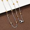 304 Stainless Steel 3MM Round Bead Cable Chain Necklaces for Women NJEW-G177-03B-GP-1