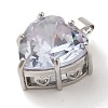 Platinum Brass Micro Pave Cubic Zirconia Pendants KK-C072-37P-02-2